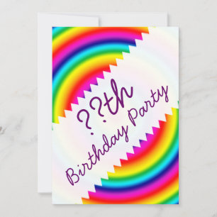 Psychedelic Round Circles Rainbow Birthday Einladung