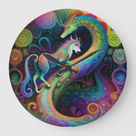 Psychedelic Rounds Dragon Design Große Wanduhr