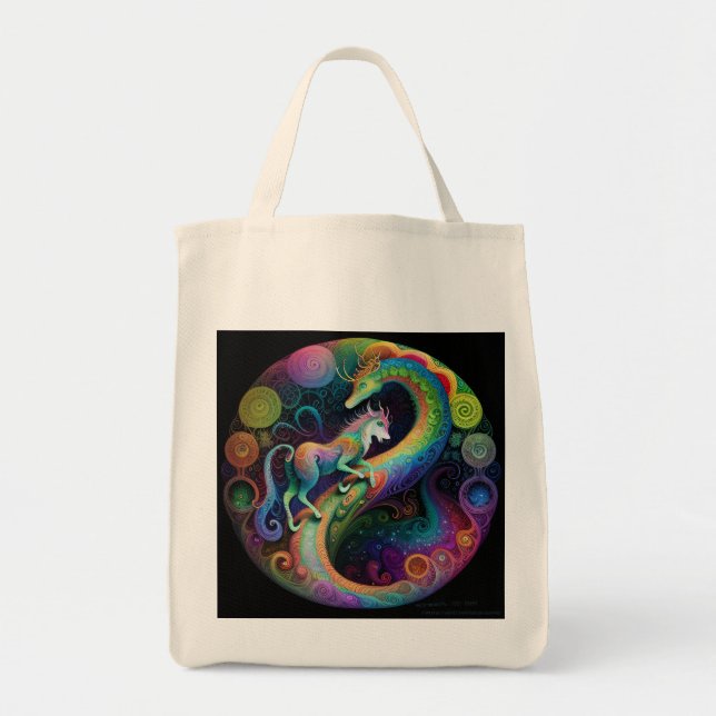 Psychedelic Rounds Dragon Design Tragetasche (Vorne)