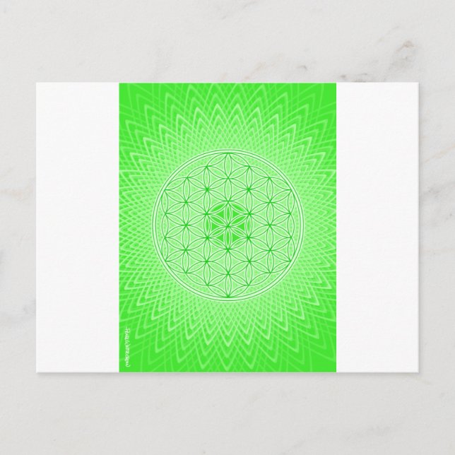 Psychedelic Sacred Geometry Heart Chakra Design Postkarte (Vorderseite)