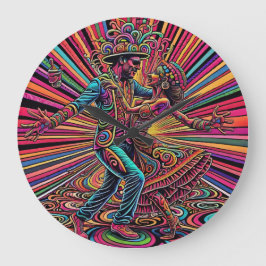 Psychedelic Salsa Tango Tanzkunst Große Wanduhr