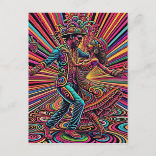 Psychedelic Salsa Tango Tanzkunst Postkarte