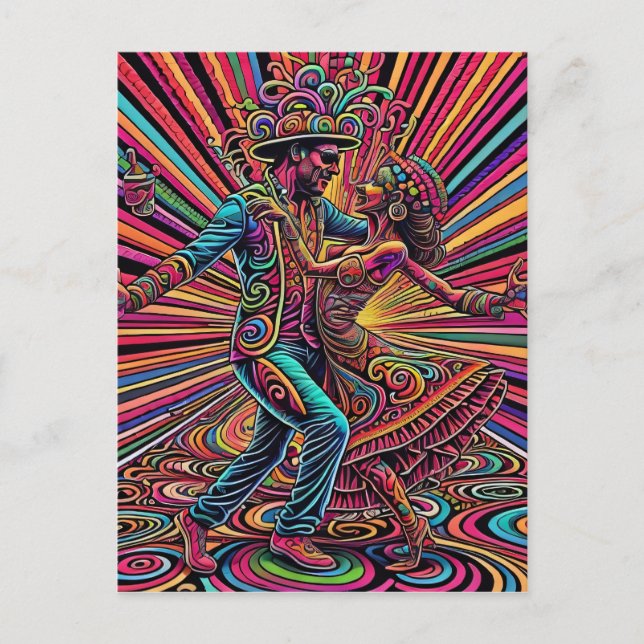 Psychedelic Salsa Tango Tanzkunst Postkarte (Vorderseite)