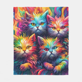 Psychedelic Sassy Kitten Fleecedecke