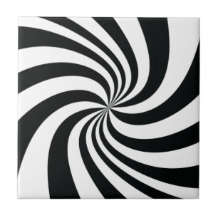 Psychedelic Schwarz-weiß Swirl Cool Trippy Spiral Fliese