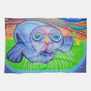 Psychedelic Sea Lion - Acrylic Painting Geschirrtuch
