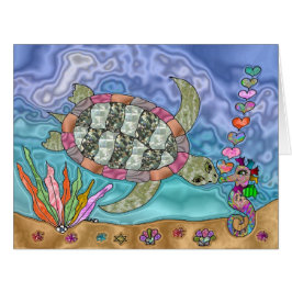 Psychedelic Sea Turtle Seepferd Art Grußkarte