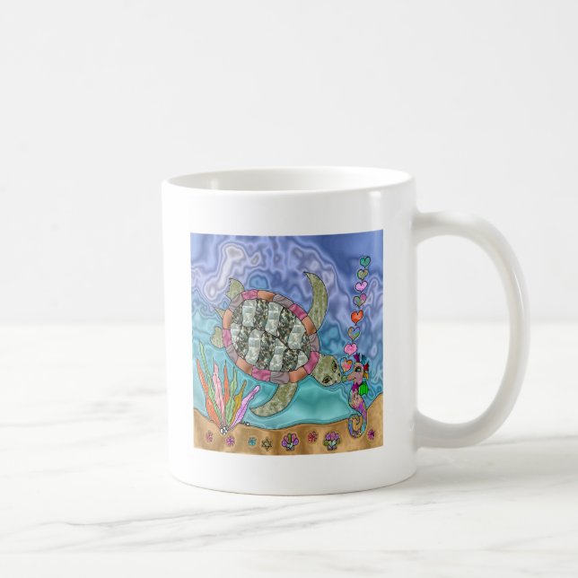 Psychedelic Sea Turtle Seepferd Art Kaffeetasse (Rechts)