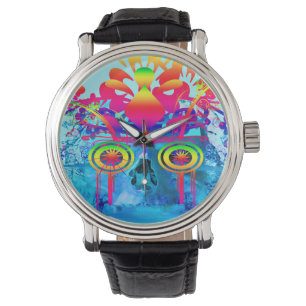 Psychedelic Skull Armbanduhr