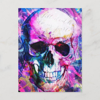 Psychedelic Skull Postcard Postkarte