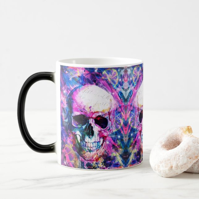 Psychedelic Skull Tasse - 11 oz (Mit Donut)