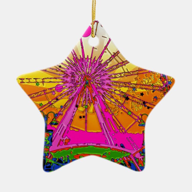 Psychedelic Sky Wheel Star Form Keramik Ornament (Vorne)