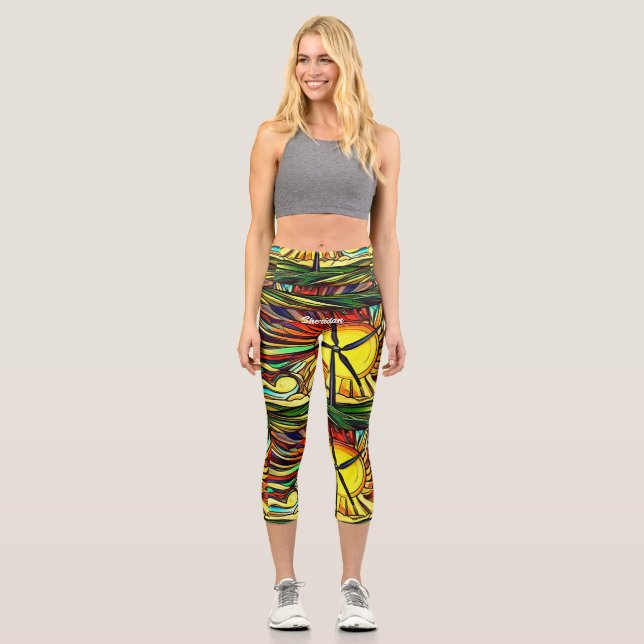 Psychedelic Solar und Wind Power Capri Leggings (Vorderseite)