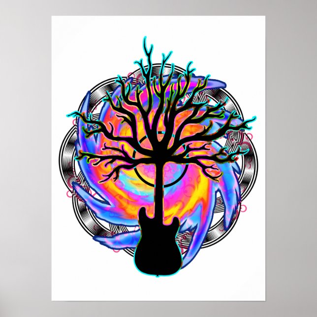 "Psychedelic Sonic Cyclone" (surreal gitarre art) Poster (Vorne)