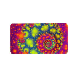 Psychedelic Spiral Neon Decorative Abstrakt Art Adressaufkleber