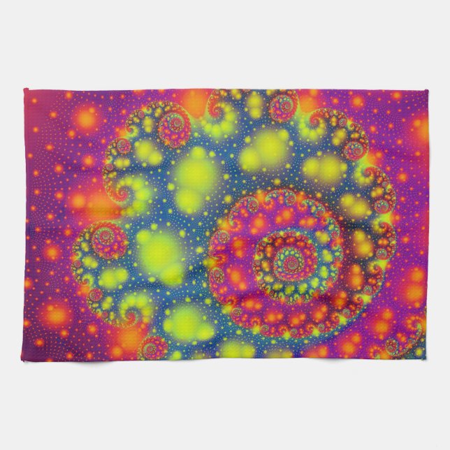 Psychedelic Spiral Neon Decorative Abstrakt Art Handtuch (Horizontal)