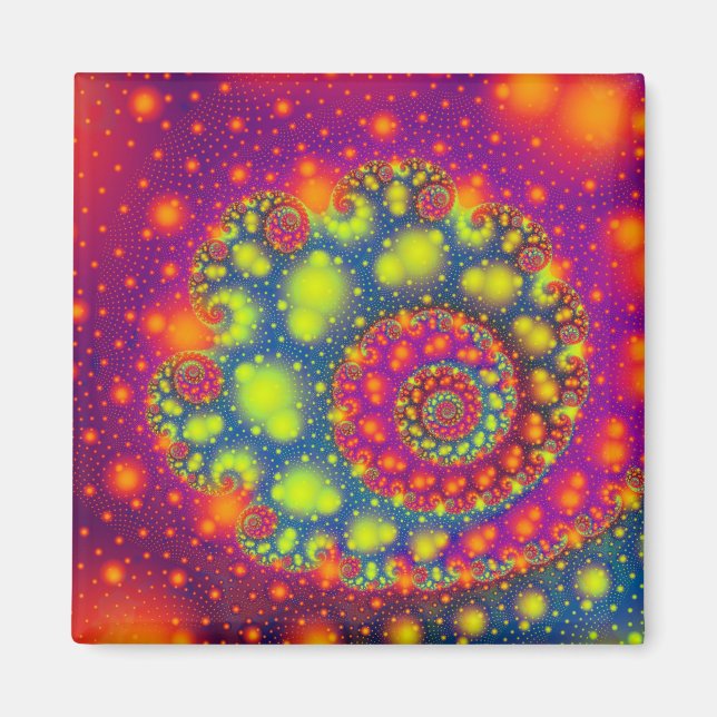Psychedelic Spiral Neon Decorative Abstrakt Art Magnet (Vorne)