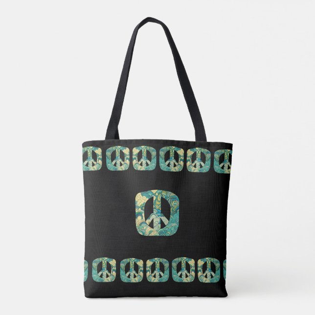 Psychedelic Square Peace Signs Tasche (Rückseite)