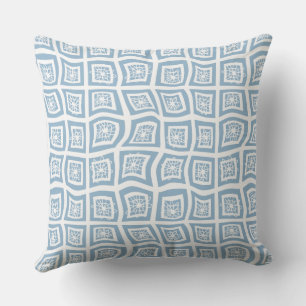 Psychedelic Square Prisms Karo White Blue Floral Kissen