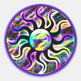 Psychedelic Sun- und Mondkleber Runder Aufkleber