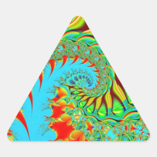 Psychedelic Swirl Art Fraktal Dreieckiger Aufkleber