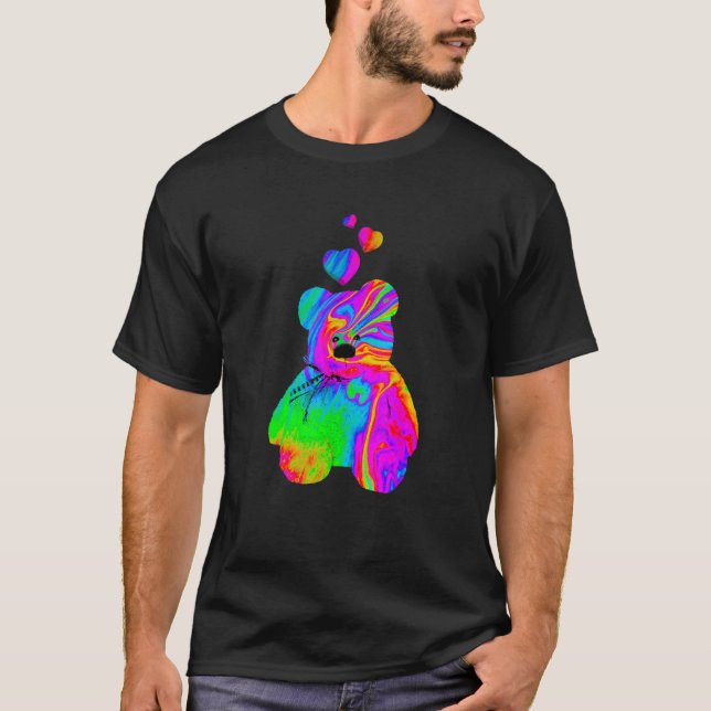 Psychedelic Teddy Bär Trippy Teddy mit T-Shirt (Vorderseite)
