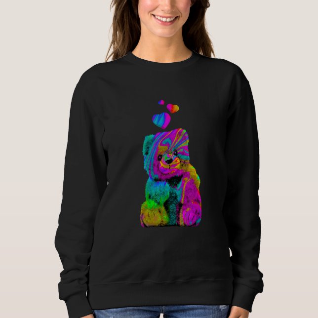 Psychedelic Teddy Bear Trippy Colorful Teddy with  Sweatshirt (Vorderseite)