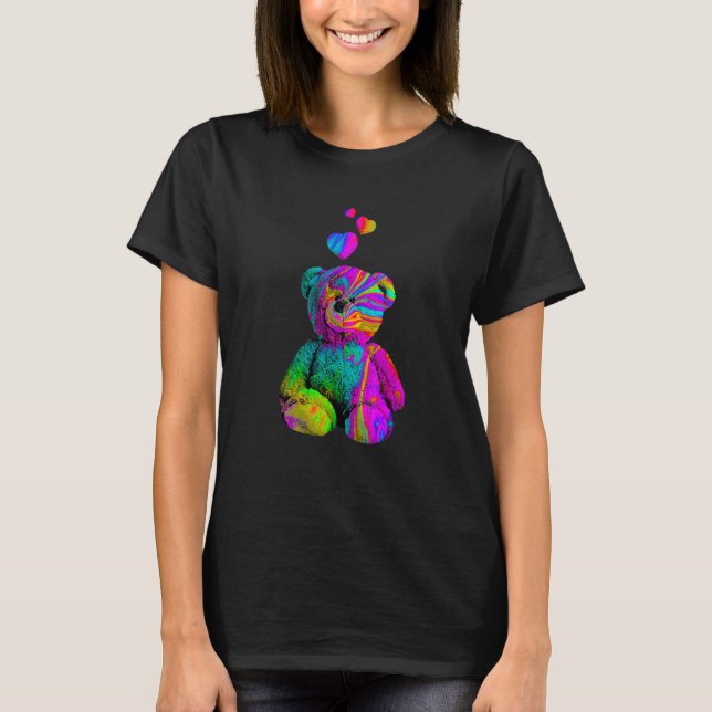 Psychedelic Teddy Bear Trippy Colorful Teddy with  T-Shirt (Vorderseite)