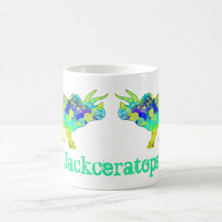 Psychedelic Triceratops Dinosaur Art Jack Name hin Kaffeetasse