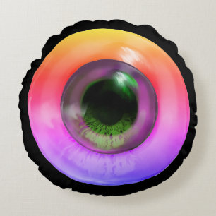 Psychedelic Trippy-komisches Hippie Funky Eye Rundes Kissen