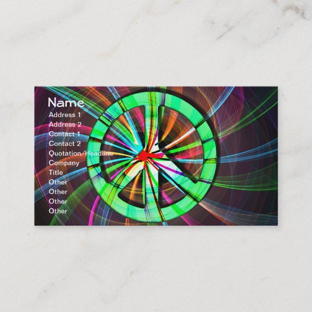 Psychedelic Trippy Peace Sign Visitenkarte (Vorderseite)