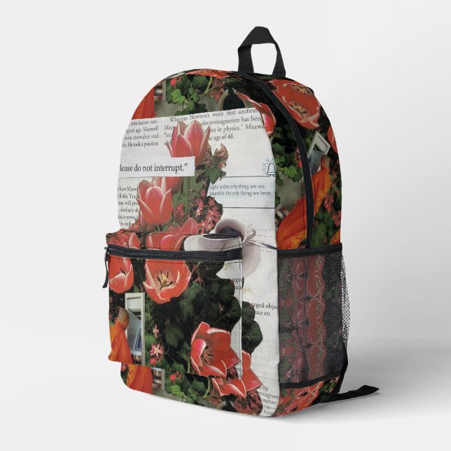 Psychedelic Tulip Floral Buddhist Monk ATM Quotes Bedruckter Rucksack (Rückseitige Ecke Rechts)
