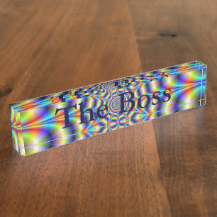 Psychedelic Wheel Desk Namplate Namensplakette