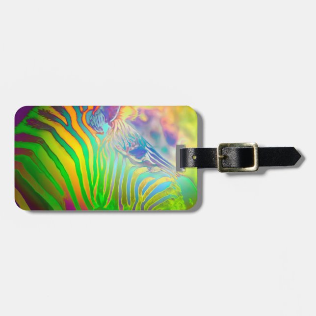 Psychedelic Wild Life Zebra Gepäckanhänger (Vorderseite horizontal)