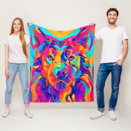 Psychedelic Wolf Majestät Fleecedecke