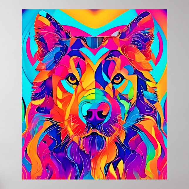 Psychedelic Wolf Majestät Poster (Vorne)