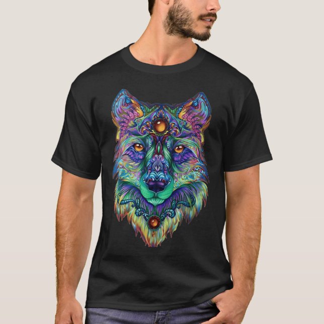 Psychedelic Wolf T-Shirt (Vorderseite)