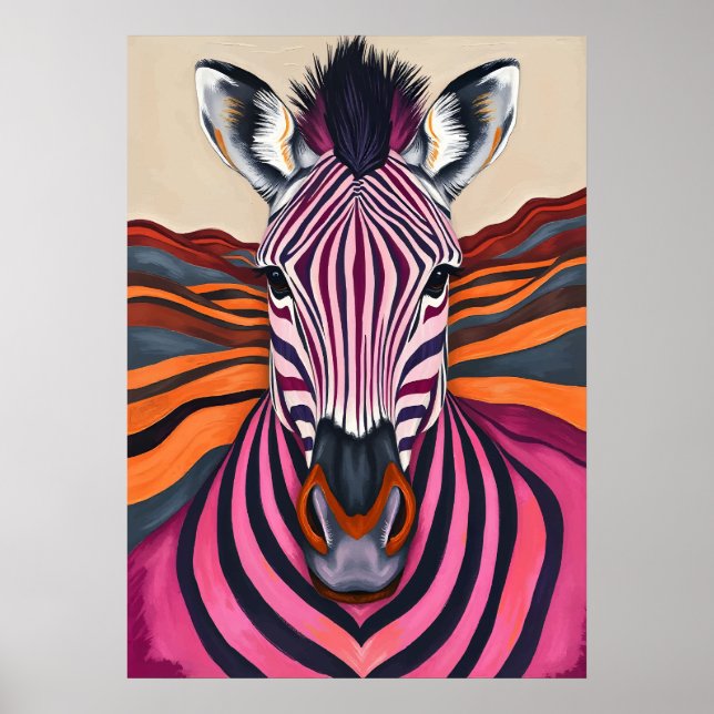 Psychedelic Zebra Stripes - Pop Art Safari Poster (Vorne)