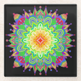 Psychedelic Zen Mandala Abstrakt Art Glasuntersetzer