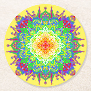 Psychedelic Zen Mandala Abstrakt Art Paper Unterse Runder Pappuntersetzer