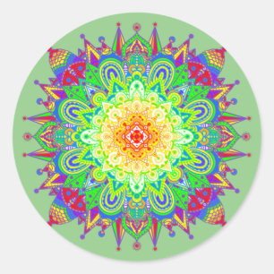 Psychedelic Zen Mandala Abstrakt Art Roun Runder Aufkleber