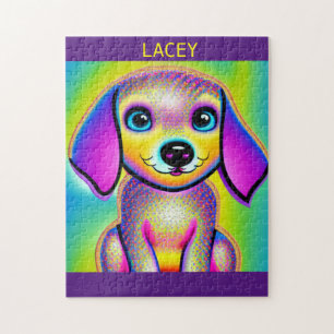 PSYCHEDELIKER HUND PUZZLE MIT PERSONALISIERTEM NAM