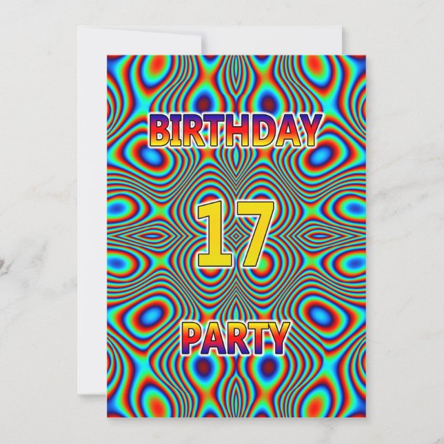 Psychédélique 17e fête d'anniversaire Invitation (Devant)