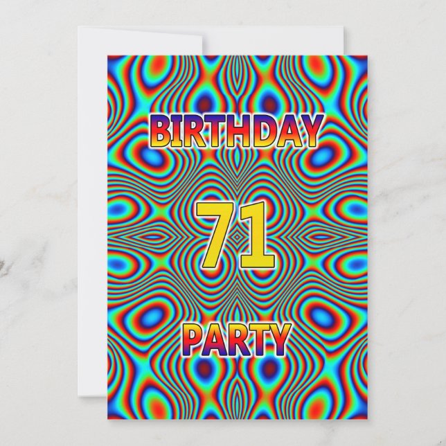 Psychédélique 71e fête d'anniversaire Invitation (Devant)