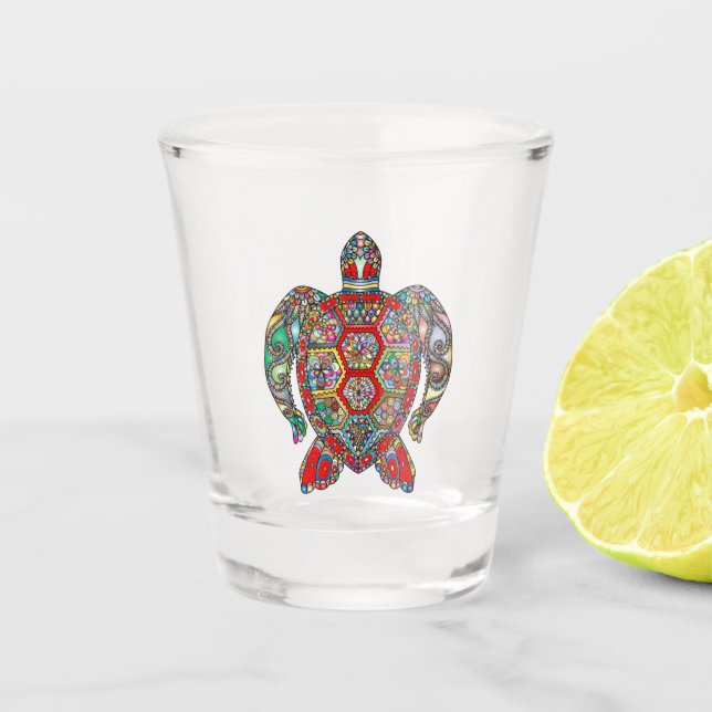 Psychédélique Tortue de mer Art verre de tir (Devant)