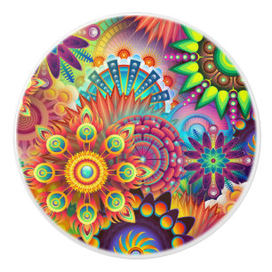 Psychedelisch Abstrakt farbig Keramikknauf