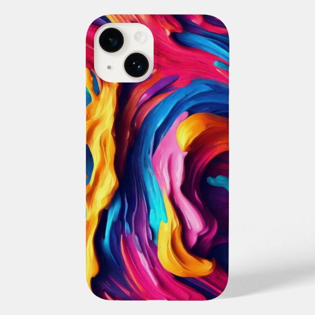 Psychedelisch Abstrakt farbige Pinselstriche Case-Mate iPhone 14 Hülle (Rückseite)