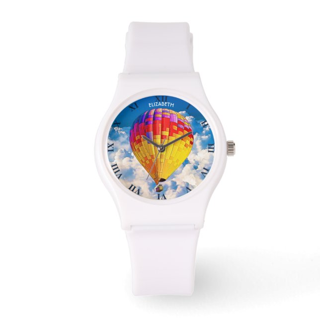 Psychedelisch Abstrakt Flying Hot Air Ballon Armbanduhr (Vorderseite)
