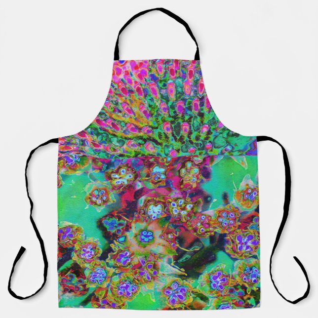 Psychedelisch Abstrakt Groovy Lila Sedum Schürze (Vorderseite)