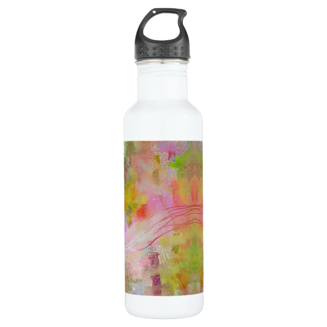 Psychedelisch abstrakt luscious grün & rosa edelstahlflasche (Vorderseite)